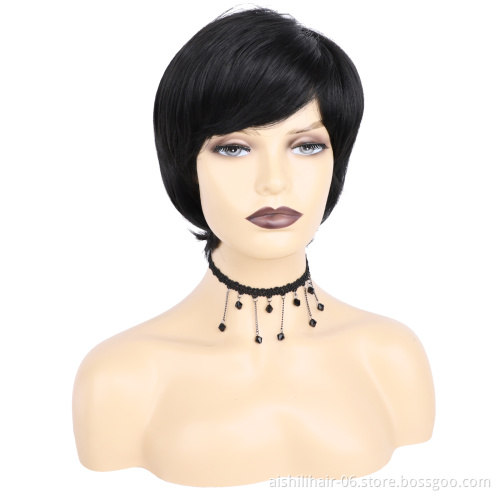 wholesale cheap short copper browan natural straight wigs synthetic hair wigs for women